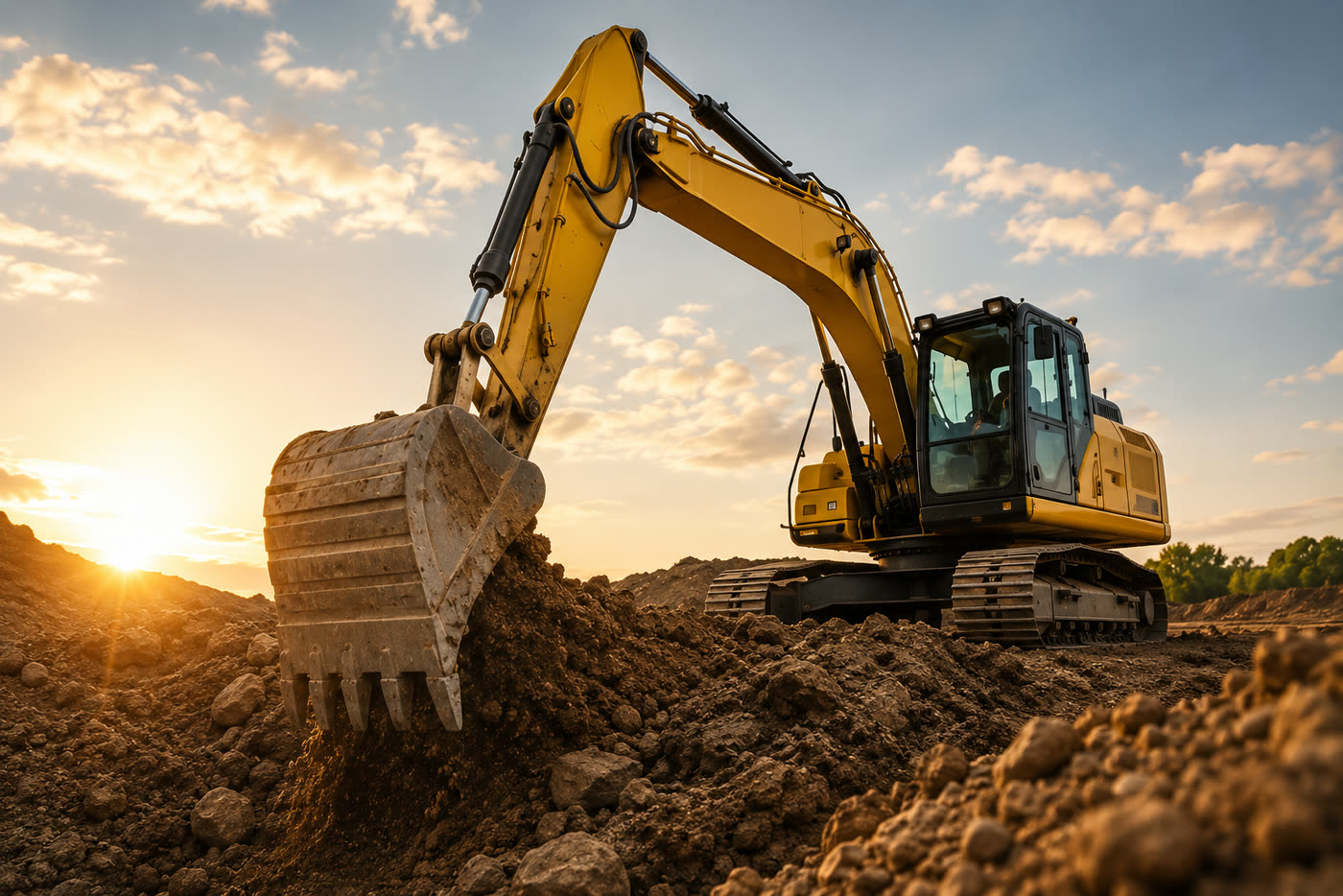 Ventorbau Baustelle – Erdarbeiten mit Bagger
